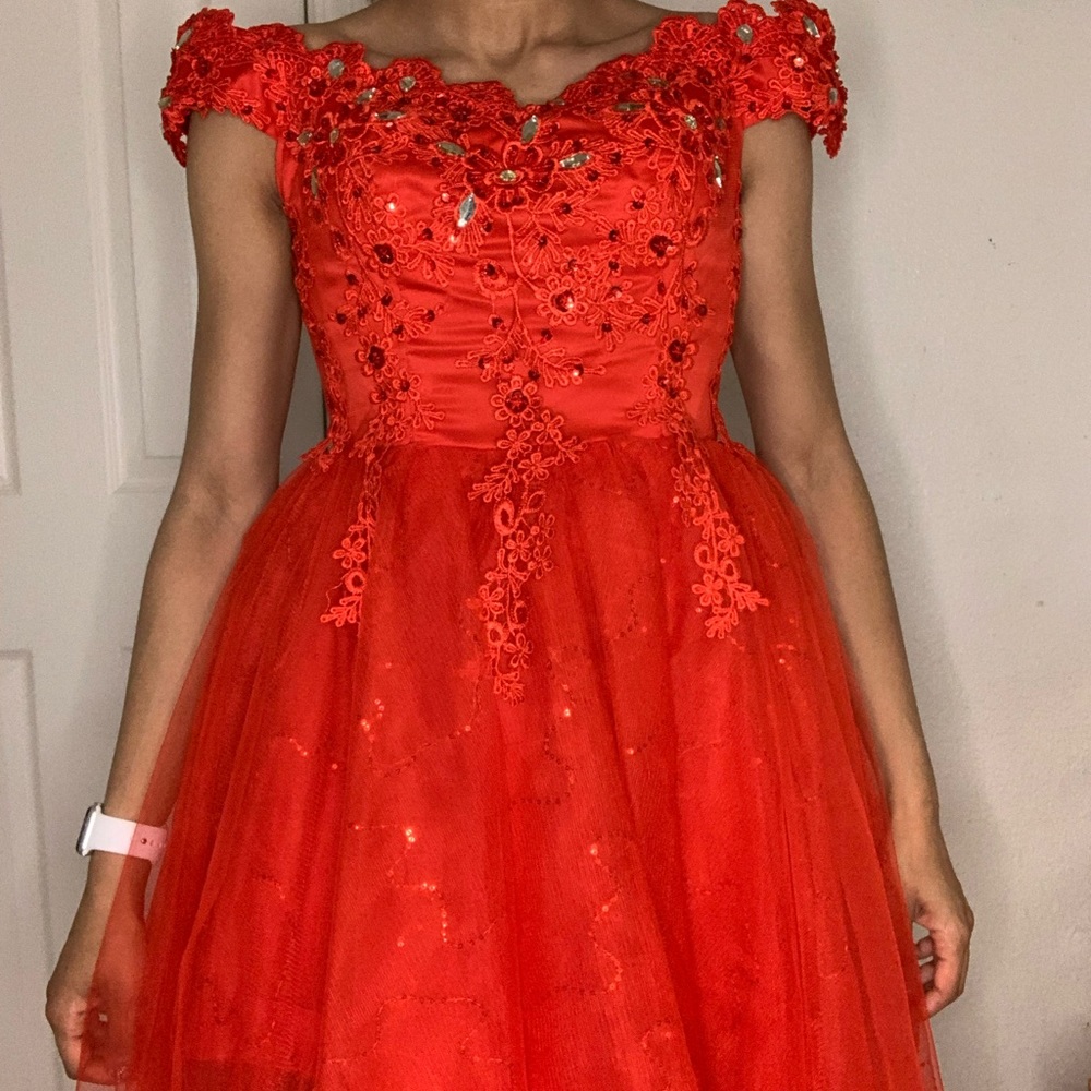 Red A line formal dress